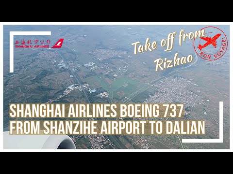 Shanghai Airlines Boeing 737 take off from Shanzihe Airport (IRZ - ZSRZ - Rizhao - China) to Dalian