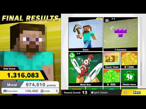 Smash Bros. Ultimate: Classic Mode cleared with Minecraft Steve