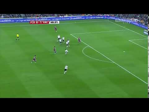 Andres Iniesta attacks the space to provoke Valencia