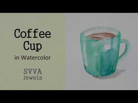 Painting Coffee cup in Watercolor; No-pre Drawing