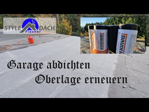 Garage mit Schweißbahn überkleben - Garagendach schweißen - Bauder PYE Bitumen - Dachpappe kleben