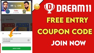 dream11 coupon code today  dream11 coupon code  dream11 free entry || RR vs CHE