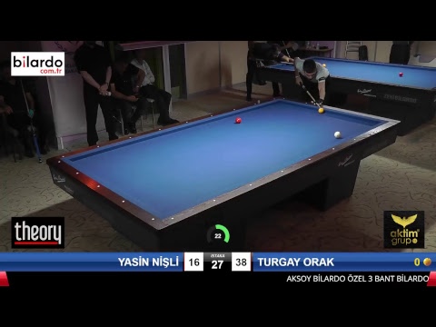 YASİN NİŞLİ & TURGAY ORAK Bilardo Maçı - AKSOY BİLARDO 3 BANT TURNUVASI-1. Tur