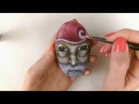 Acrylic Rock Painting of Santa - Painted Rock - Painted Stone of Santa Claus