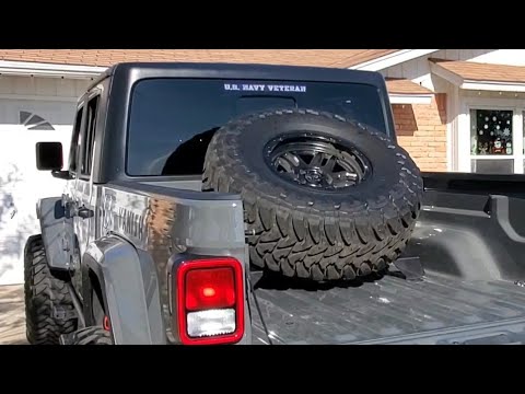 Rough Country Bed Mounted Spare Tire Carrier Jeep Gladiator: Installation/ Review