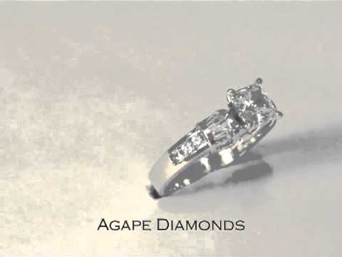 jl1012-1.25CT PRINCESS CUT DIAMOND ENGAGEMENT RING WITH ACCENTS.m4v