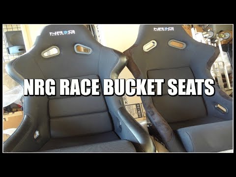NRG FRP RACE BUCKET BLACK SEATS & BRACKETS - UNBOXING!!