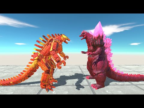 New Space Godzilla Red Vs Team Mecha Godzilla 2021 Fire Death run -Animal Revolt Battle Simulator
