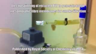 Electrospinning of recycled PET to generate tough mesomorphic fibre membranes for smoke filtration