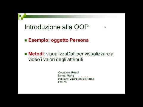 Introduzione alla OOP (Object Oriented Programming)
