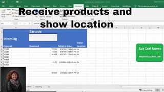 Receive products and show location with Barcodes in Excel