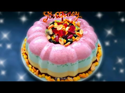 红豆冰燕菜果冻蛋糕 ❤ How to make Ice Kacang Jelly Cake #littleduckkitchen