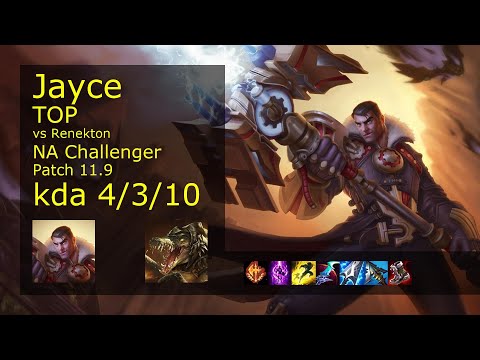 Jayce vs Renekton Top - NA Challenger 4/3/10 Patch 11.9 Gameplay