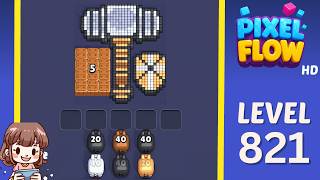Pixel Flow Level 821 Solution Walkthrough