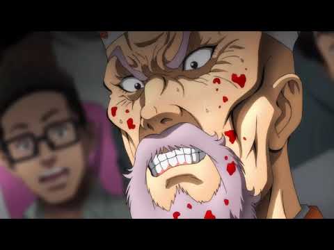 Baki( Yujiro Hanma Peels off Ryu Kaioh face)