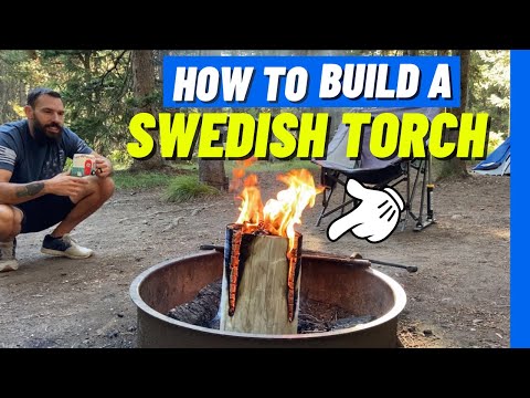 HOW TO BUILD A SWEDISH TORCH | (The longest burning & most effective campfire)