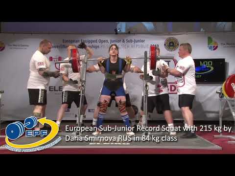 European Sub-Junior Record Squat with 215 kg by Daria Smirnova RUS in 84 kg class