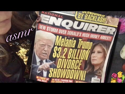 Quietly browsing National Enquirer Tabloid Magazine, evening relaxation before bedtime ASMR