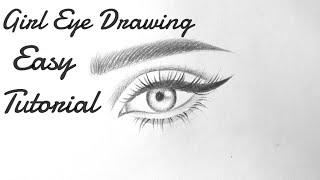 How to draw a girl eye/eyes step by step for beginners Girl Eye drawing easy tutorial with pencil