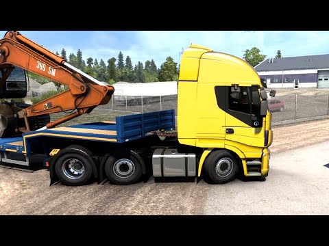 ETS 2 - Iveco Stralis Hi-Way Transporting an Excavator from Kalmar to Linkoping