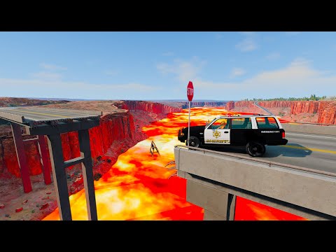 Cars vs Lava 💥 BeamNG Drive Broken Bridge!