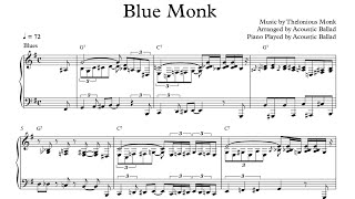 재즈 피아노 . 'Blue Monk'. 악보 Blues | 솔로 피아노 | Acoustic Ballad