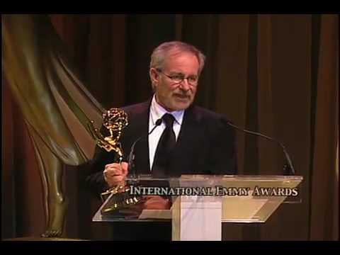Steven Spielberg accepts the International Emmy Founders Award