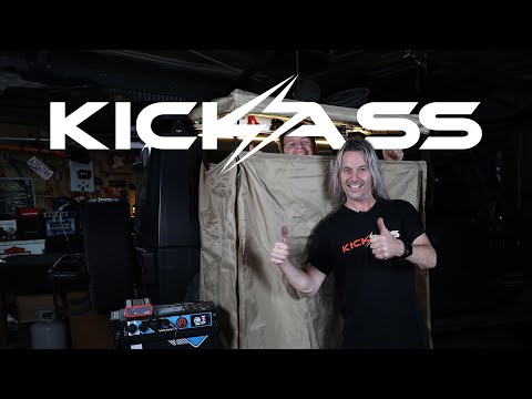 Introducing the New KickAss Premium Shower Tent Awning with LED Light & Roll Out Roof