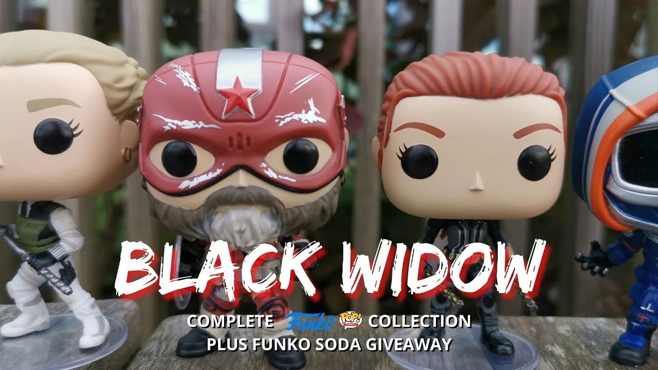 Black Widow Funko Pops, complete collection including Marvel Collector Corps