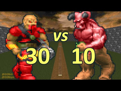 30 Chaingunners vs 10 Barons of Hell - Monster Infighting - Doom II Retro Battles