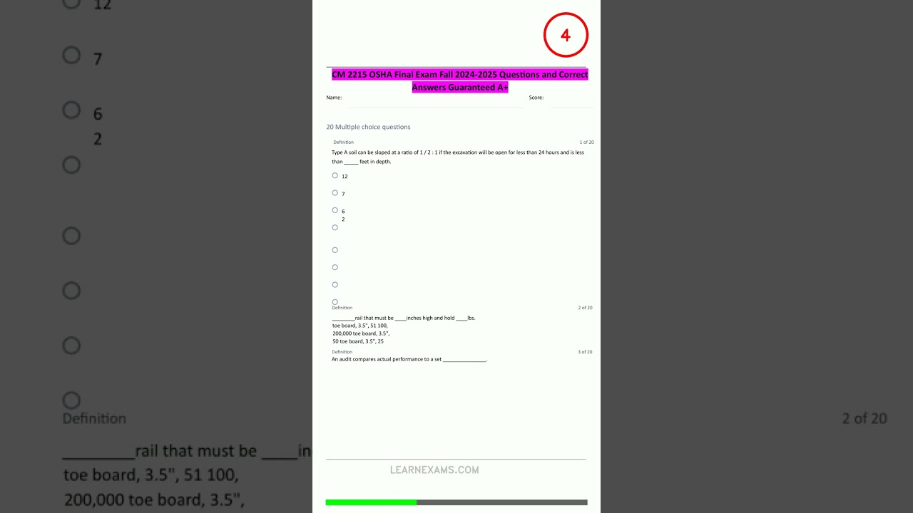 CM 2215 OSHA Final Exam Fall 20242025 Questions an