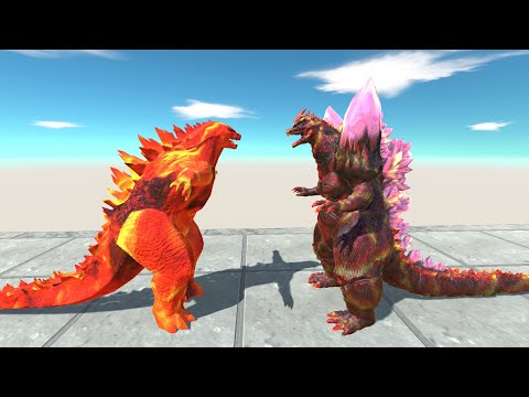New Monster Godzilla 2014 Fire Vs Team Space Godzilla Lava Death run -Animal Revolt Battle Simulator