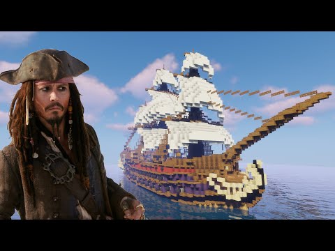 Building the Black Pearl in Survival Minecraft