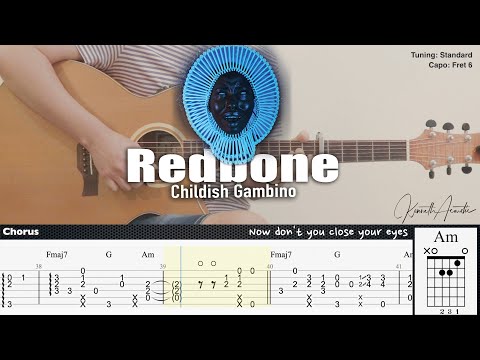 Redbone - Childish Gambino | Fingerstyle Guitar | TAB + Chords + Lyrics