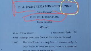 BA 1st Year English model paper 2020 | ba first year english model paper 2020 |ba first year english