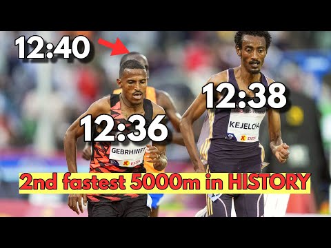 Hagos Gebrhiwet runs (12:36.72) the second fastest 5000m time in HISTORY #hagosgebrhiwet