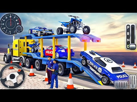 US Police Car and Limo Transporter Truck || Helicopters Multi Lavel Car Driver || Android gameplay