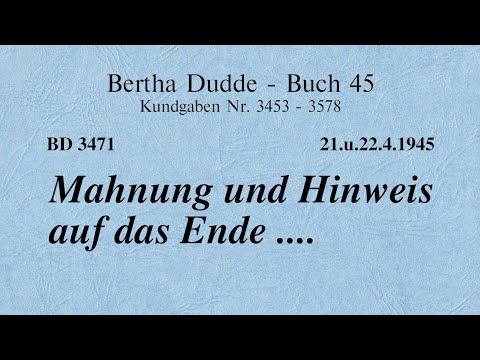 BD 3471 - MAHNUNG UND HINWEIS AUF DAS ENDE ....