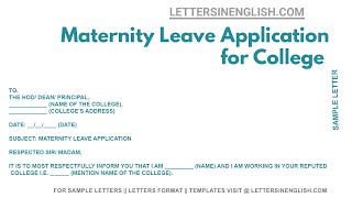 Maternity Leave Application For College