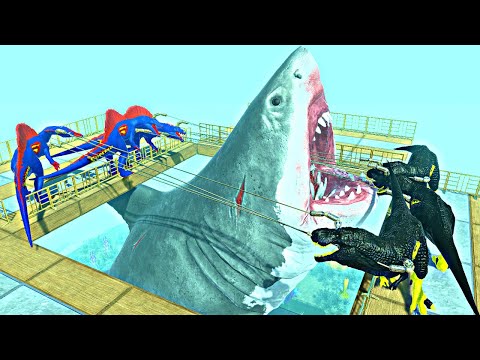 HARPOON UNITS FALL, MEGALODON EAT THEM | Death Fall💯 Animal Revolt Battle Simulator #arbs
