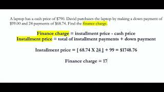 How to find Finance Charge and Installment Price |Dr. Choden