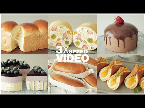 (110) 3x Speed 케이크 디저트 베이킹 영상 : Cake Dessert Baking Video | 딸기 케이크,빵,치즈케이크,크레이프 케이크 | Cooking tree