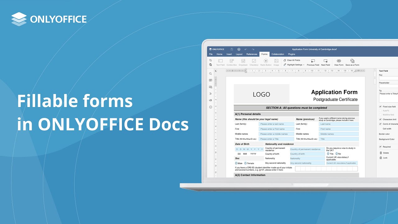 Fillable forms in ONLYOFFICE Docs