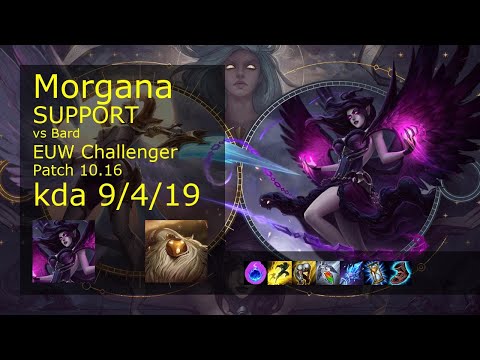 Morgana Support vs Bard - EUW Challenger 9/4/19 Patch 10.16 Gameplay