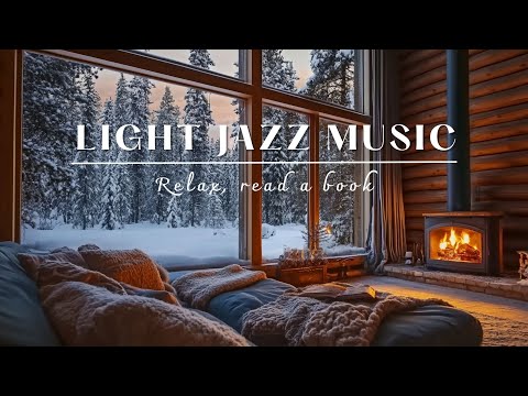Cozy Winter Cabin Atmosphere ❄️ Soft Jazz | Falling Snow And Crackling Fireplace | Sleep And Study