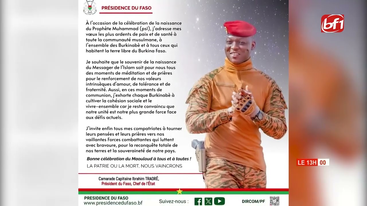 Maouloud 2026 : Le message du président du Faso, Capitaine Ibrahim Traoré
