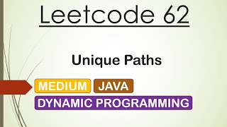 YouTube video 'Leetcode 62 Unique Paths (Java)'