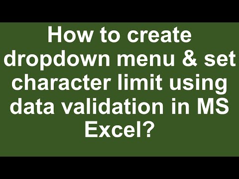 How to create dropdown menu set character limit using data validation in MS Excel Urdu Hindi