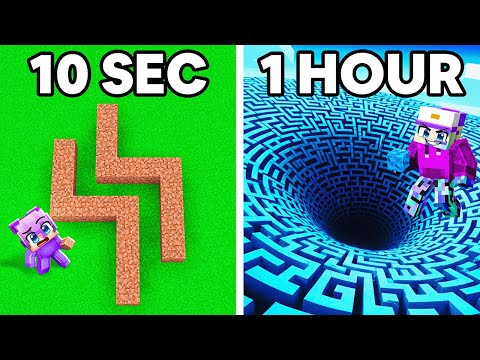 10 Seconds vs 1 Hour GIANT MAZE Build Challenge!