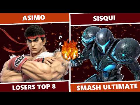 Dr. Insano's Bonfire 3: Losers Top 8 - Asimo (Ryu) Vs Sisqui (Dark Samus) SSBU